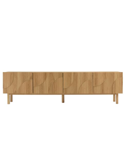 Mueble de TV de 4 puertas con decoración natural de motivos redondeados - 200x42x55 cm
