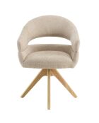 Silla giratoria 360° en tela beige con respaldo redondeado - 58x60x85,5 cm