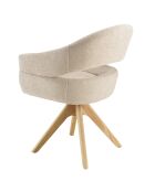 Silla giratoria 360° en tela beige con respaldo redondeado - 58x60x85,5 cm
