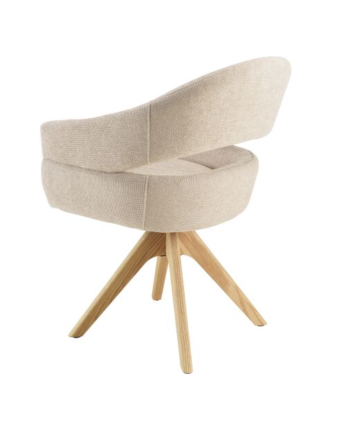 Silla giratoria 360° en tela beige con respaldo redondeado - 58x60x85,5 cm