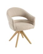 Silla giratoria 360° en tela beige con respaldo redondeado - 58x60x85,5 cm