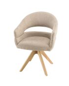 Silla giratoria 360° en tela beige con respaldo redondeado - 58x60x85,5 cm