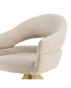 Silla giratoria 360° en tela beige con respaldo redondeado - 58x60x85,5 cm