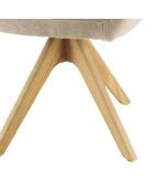 Silla giratoria 360° en tela beige con respaldo redondeado - 58x60x85,5 cm
