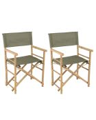 Set aus 2 Ledersesseln mit grüner Stofflehne - 58x51x91 cm