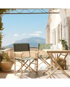 Set aus 2 Ledersesseln mit grüner Stofflehne - 58x51x91 cm