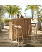 Set Nr. 5: Bar+2 Hocker mit Bambusrückenlehne - 121x52x109 cm