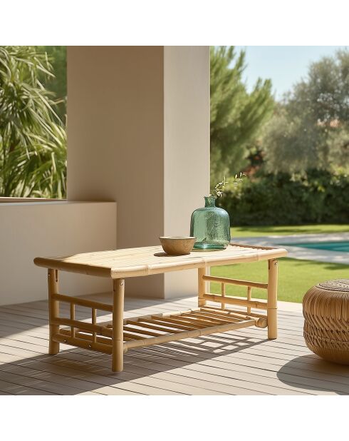 Tavolino rettangolare in bambù - 90x50x44 cm