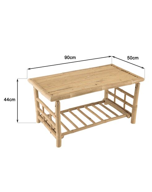 Tavolino rettangolare in bambù - 90x50x44 cm