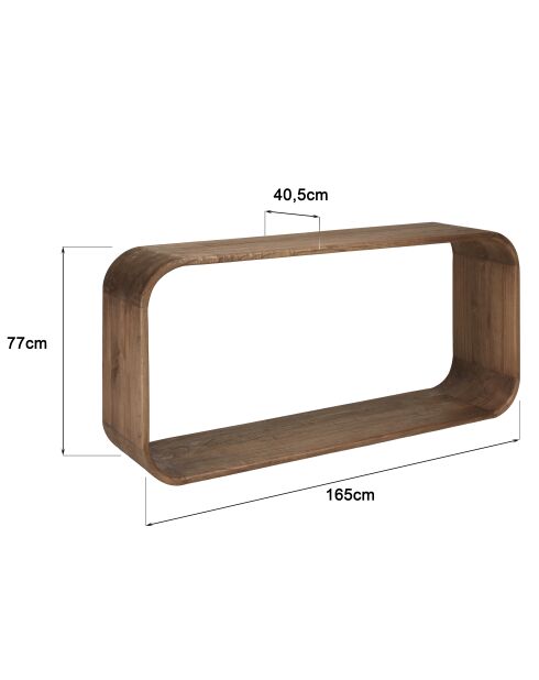Abgerundete Designkonsole aus Mindi-Holz - 165 x 40,5 x 77 cm
