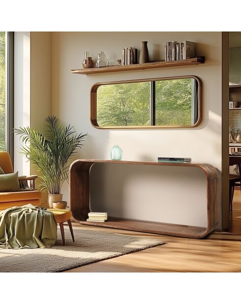 Abgerundete Designkonsole aus Mindi-Holz - 165 x 40,5 x 77 cm