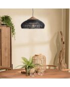 Sospensione in rattan riciclato e teak - 40x40x20 cm