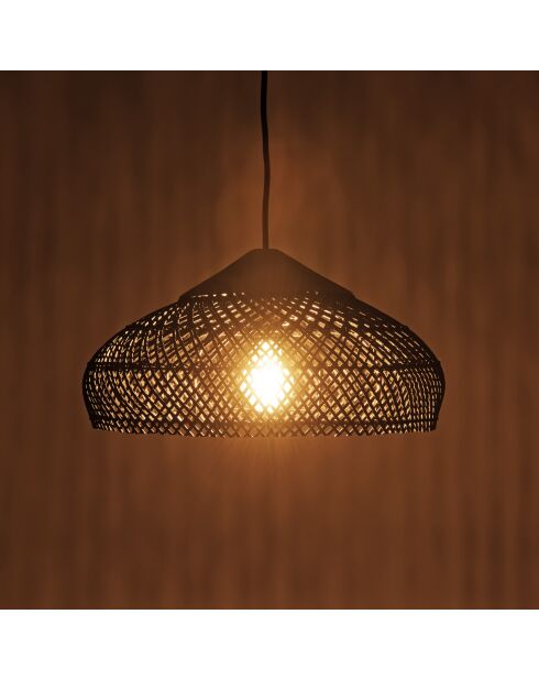 Sospensione in rattan riciclato e teak - 40x40x20 cm