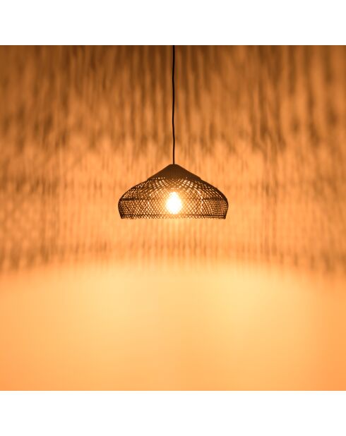 Sospensione in rattan riciclato e teak - 40x40x20 cm