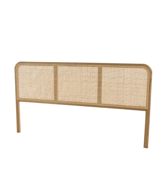 Tête de lit en bois de mindi et rotin naturel pour lit - 185x3x101 cm