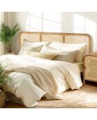 Tête de lit en bois de mindi et rotin naturel pour lit - 185x3x101 cm