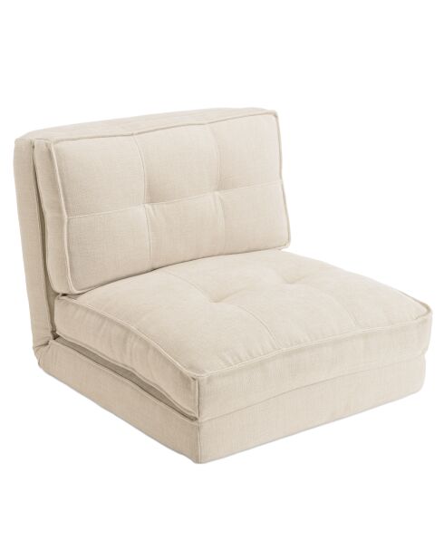 1-zits converteerbare fauteuil in ecru stof - 74x87x64 cm