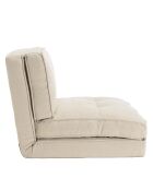 Chauffeuse convertible 1 place en tissu écrue - 74x87x64 cm