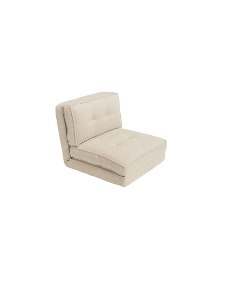 1-zits converteerbare fauteuil in ecru stof - 74x87x64 cm