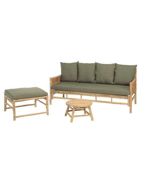 Set Nr. 1:3-Sitzer-Sofa+1 Hocker +1 Couchtisch aus Bambus — 180x75x90 cm