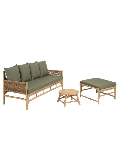 Set Nr. 1:3-Sitzer-Sofa+1 Hocker +1 Couchtisch aus Bambus — 180x75x90 cm