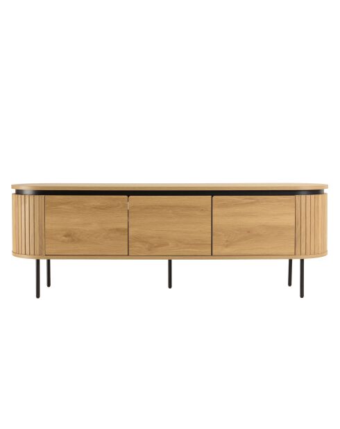 Mueble de TV redondo de 3 puertas natural - 160x40x55 cm