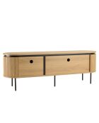 Mueble de TV redondo de 3 puertas natural - 160x40x55 cm