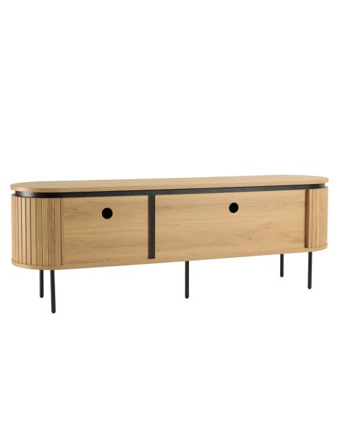 Mueble de TV redondo de 3 puertas natural - 160x40x55 cm