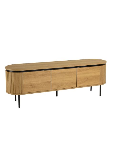 Mueble de TV redondo de 3 puertas natural - 160x40x55 cm