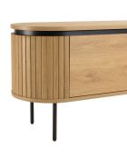 Mueble de TV redondo de 3 puertas natural - 160x40x55 cm