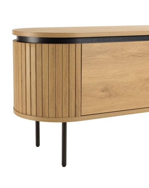 Mueble de TV redondo de 3 puertas natural - 160x40x55 cm