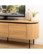 Mueble de TV redondo de 3 puertas natural - 160x40x55 cm