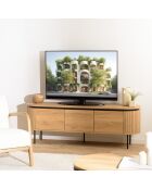 Mueble de TV redondo de 3 puertas natural - 160x40x55 cm