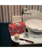 Beutel Delhi S aus Baumwollvoile, bedruckt mit rotem Hintergrund