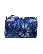 Borsa da toilette blu foderata e trapuntata