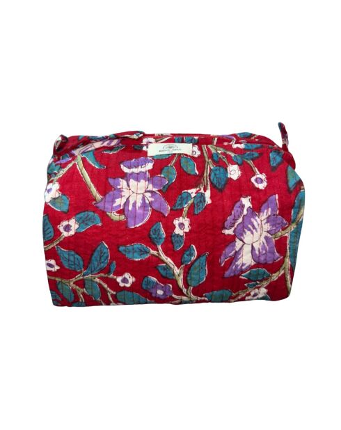 Borsa da toilette rossa foderata e trapuntata