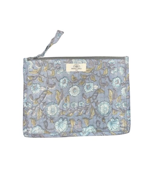 Pochette Bombay in voile di cotone blu grigio