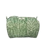 Borsa da toilette foderata e trapuntata verde mela