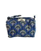 Indiase blauw/groene toilettas met blokprint