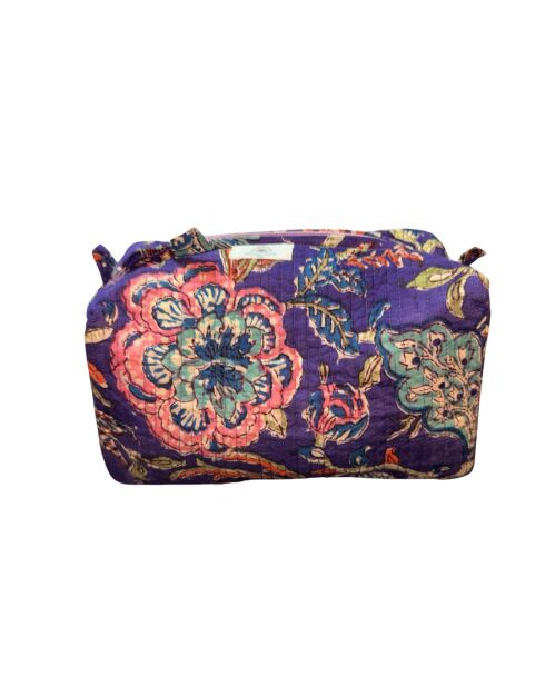 Paarse toilettas met Indiase blokprint