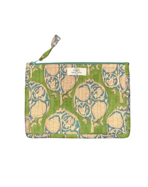 Pochette Bombay in voile di cotone verde oliva