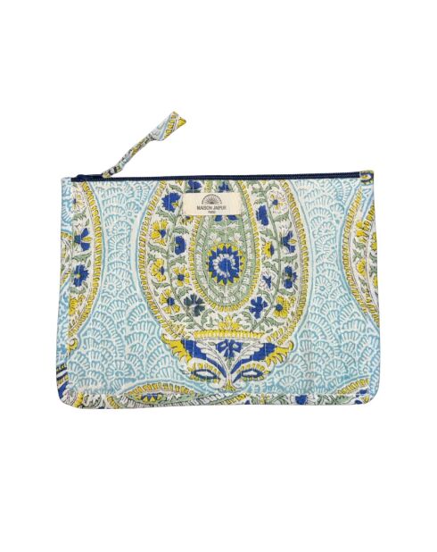 Pochette Bombay in voile di cotone blu chiaro