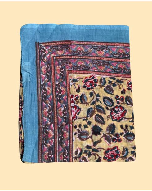 Pondichery-Sarong aus blauem Baumwollvoile