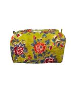 Olivgrüne Toilettentasche mit indischem Blockdruck