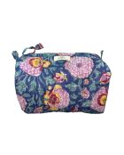 Gefütterte und gesteppte Toilettentasche mit marineblauem Aufdruck