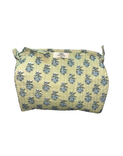 Borsa da toilette verde chiaro foderata e trapuntata