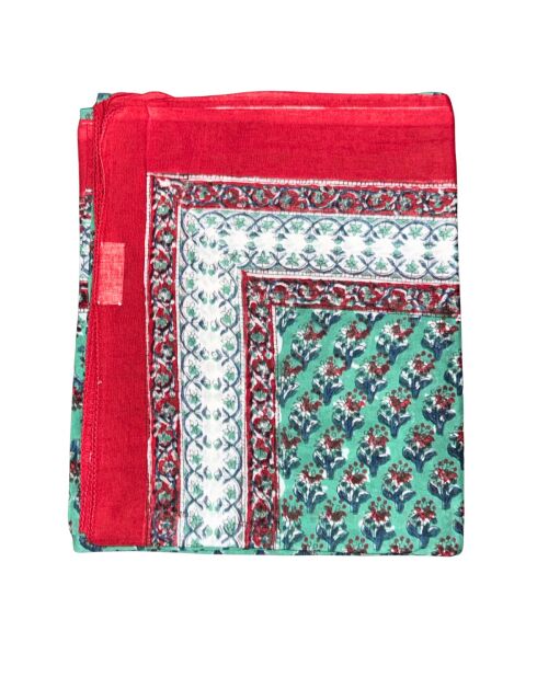Pondicherry rood/groene katoenen sarong