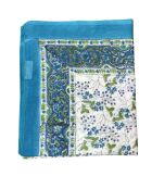 Pondicherry Pareo aus blauer Baumwolle mit grünem Blumendruck