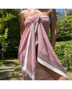 Paréo Pondichery en voile de coton rose
