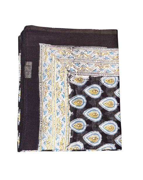 Paréo Pondichéry en coton noir